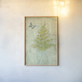 Natural Floral XII Butterfly by Danhui Nai. shown as a paper print in a natural frame. Available as a archival giclee rolled canvas, fine art paper, or poster print. SKU 30470h.