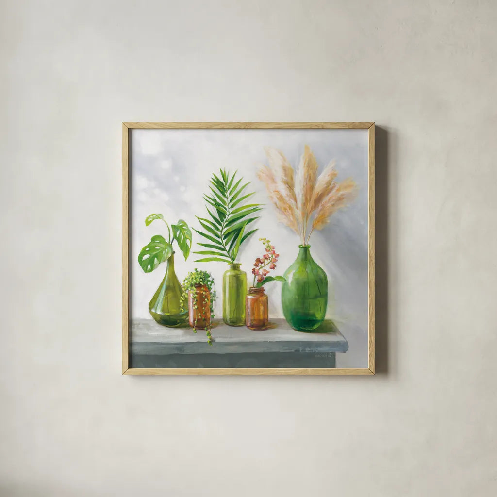 Natural Riches I by Danhui Nai. Shown in a natural wood glass frame for a timeless modern aesthetic. Available as an archival giclee rolled canvas, fine art paper, or poster print. SKU 72764a.