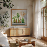 Natural Riches I by Danhui Nai. Shown in a natural wood frame in a cozy modern living room. Available as an archival giclee rolled canvas, fine art paper, or poster print. SKU 72764a.