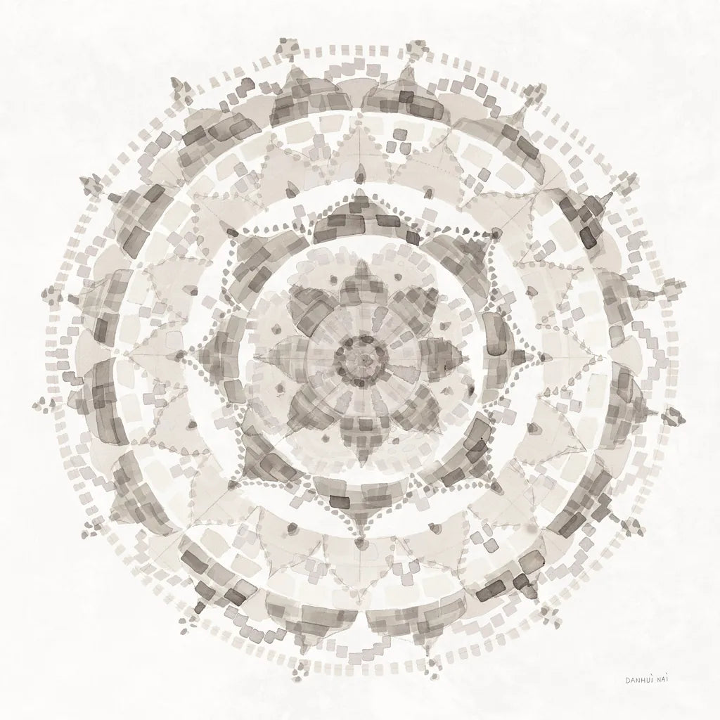 Neutral Mandala by Danhui Nai. SKU 42193a. Archival Giclee Fine art print for wall decor.