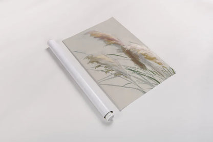 Neutral Pampas Grasses II by Danhui Nai. shown as a rolled paper print. Available as archival giclee rolled canvas, fine art paper, or poster print. SKU 81066h.