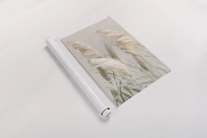 Neutral Pampas Grasses III by Danhui Nai. shown as a rolled paper print. Available as archival giclee rolled canvas, fine art paper, or poster print. SKU 81067h.