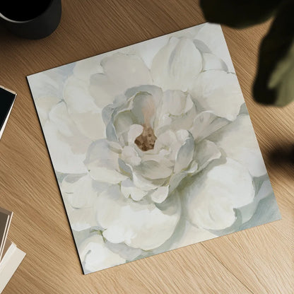 Neutral Peony by Danhui Nai. Shown as a detailed flat fine art print, highlighting archival giclee quality. Available as an archival giclee rolled canvas, fine art paper, or poster print. SKU 52276a.