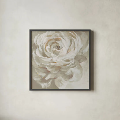 Neutral Rose by Danhui Nai. Shown in a sleek black glass frame for a contemporary gallery look. Available as an archival giclee rolled canvas, fine art paper, or poster print. SKU 77168a.