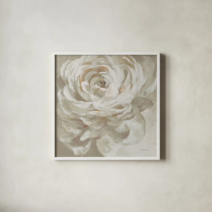 Neutral Rose by Danhui Nai. Shown in a crisp white glass frame for a clean and minimalist style. Available as an archival giclee rolled canvas, fine art paper, or poster print. SKU 77168a.
