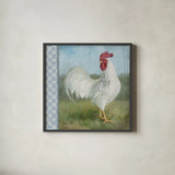 Noble Rooster I Vintage by Danhui Nai. Shown in a sleek black glass frame for a contemporary gallery look. Available as an archival giclee rolled canvas, fine art paper, or poster print. SKU 19109a.