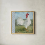 Noble Rooster I Vintage by Danhui Nai. Shown in a natural wood glass frame for a timeless modern aesthetic. Available as an archival giclee rolled canvas, fine art paper, or poster print. SKU 19109a.