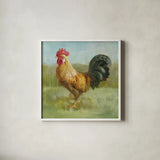 Noble Rooster II by Danhui Nai. Shown in a crisp white glass frame for a clean and minimalist style. Available as an archival giclee rolled canvas, fine art paper, or poster print. SKU 18533a.