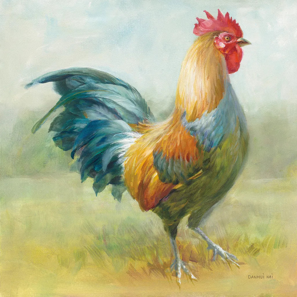 Noble Rooster III by Danhui Nai. SKU 18225a. Archival Giclee Fine art print for wall decor.