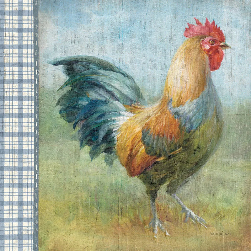 Noble Rooster III Vintage by Danhui Nai. SKU 19111a. Archival Giclee Fine art print for wall decor.