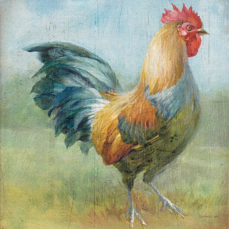 Noble Rooster III Vintage No Border by Danhui Nai. SKU 15648a. Archival Giclee Fine art print for wall decor.