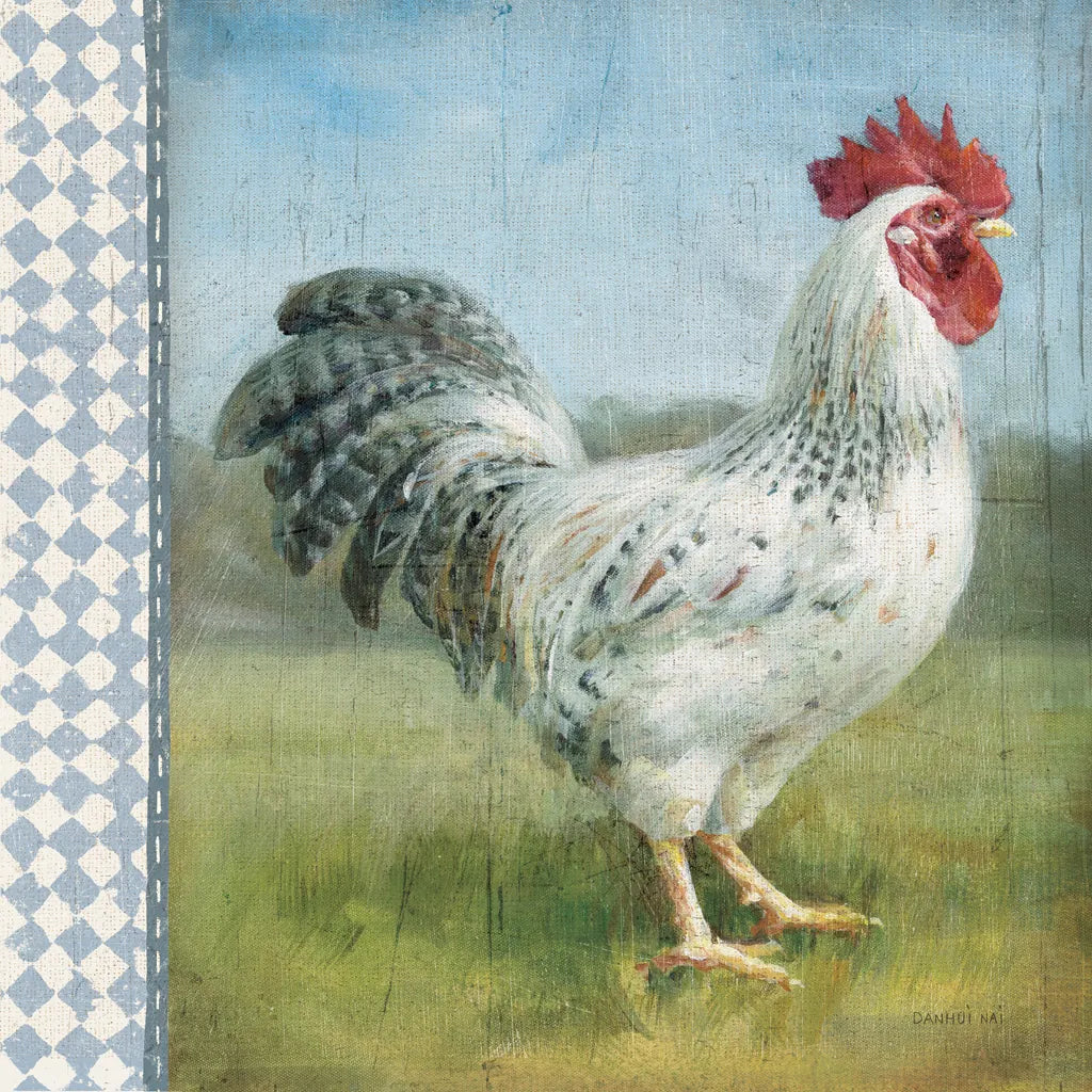 Noble Rooster IV Vintage by Danhui Nai. SKU 19112a. Archival Giclee Fine art print for wall decor.