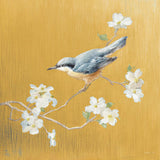 Nuthatch on Gold by Danhui Nai. SKU 24629a. Archival Giclee Fine art print for wall decor.