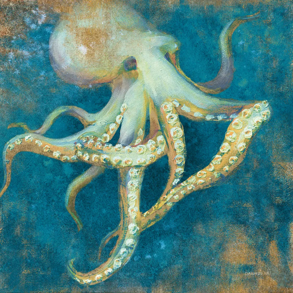 Ocean Octopus by Danhui Nai. SKU 73806a. Archival Giclee Fine art print for wall decor.