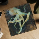 Ocean Octopus on Black by Danhui Nai. Shown as a detailed flat fine art print, highlighting archival giclee quality. Available as an archival giclee rolled canvas, fine art paper, or poster print. SKU 82788a.
