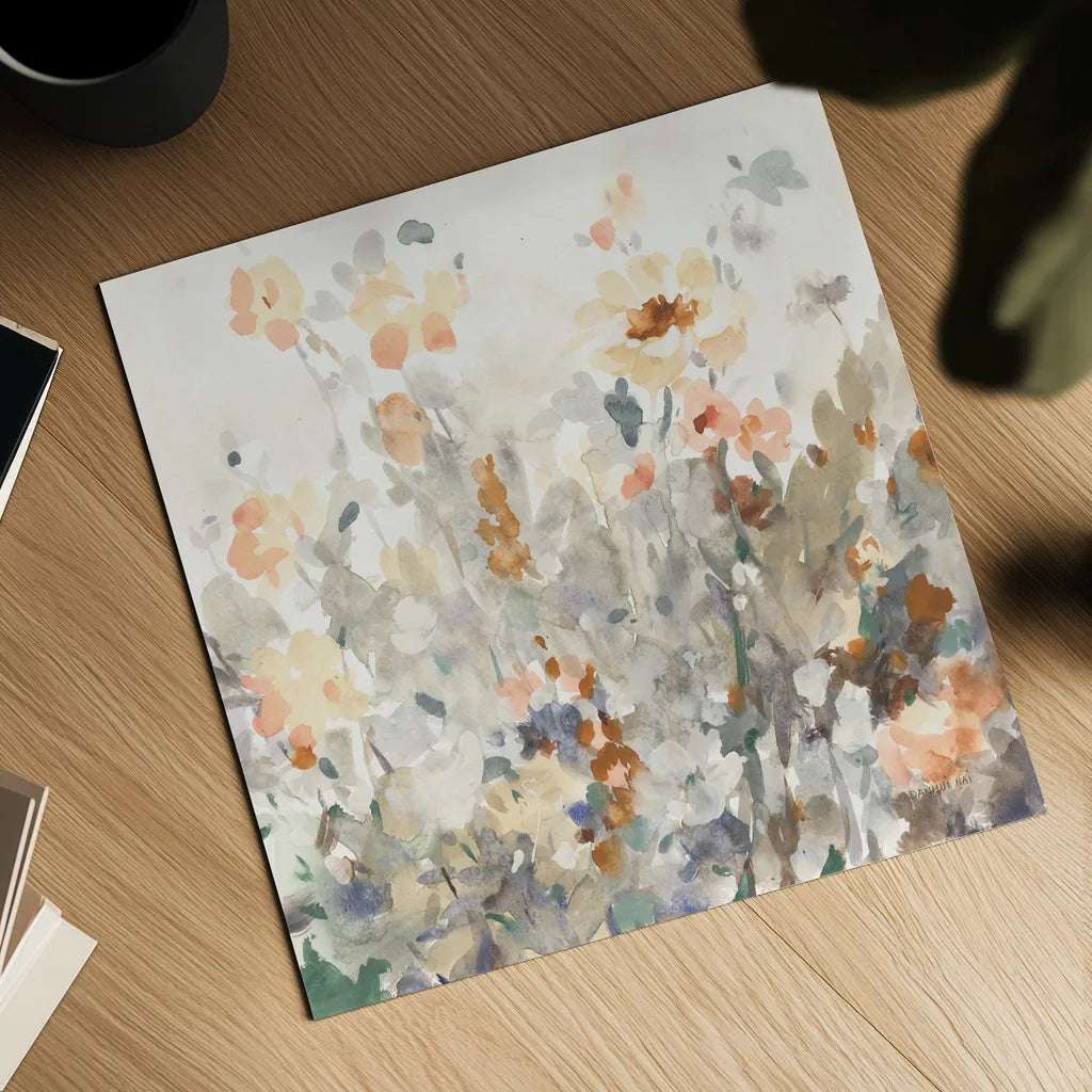 October Garden by Danhui Nai. Shown as a detailed flat fine art print, highlighting archival giclee quality. Available as an archival giclee rolled canvas, fine art paper, or poster print. SKU 83486a.