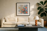 Ode to Spring by Danhui Nai. Displayed in a glass frame with matte in a clean modern living room. Available as an archival giclee rolled canvas, fine art paper, or poster print. SKU 69678a.