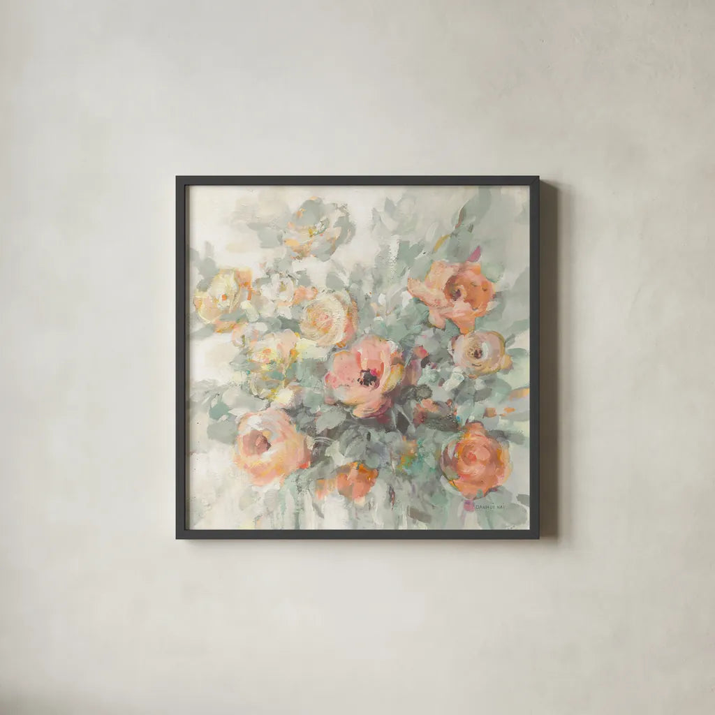 Ode to Spring Sage by Danhui Nai. Shown in a sleek black glass frame for a contemporary gallery look. Available as an archival giclee rolled canvas, fine art paper, or poster print. SKU 70717a.