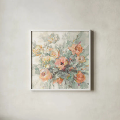 Ode to Spring Sage by Danhui Nai. Shown in a crisp white glass frame for a clean and minimalist style. Available as an archival giclee rolled canvas, fine art paper, or poster print. SKU 70717a.
