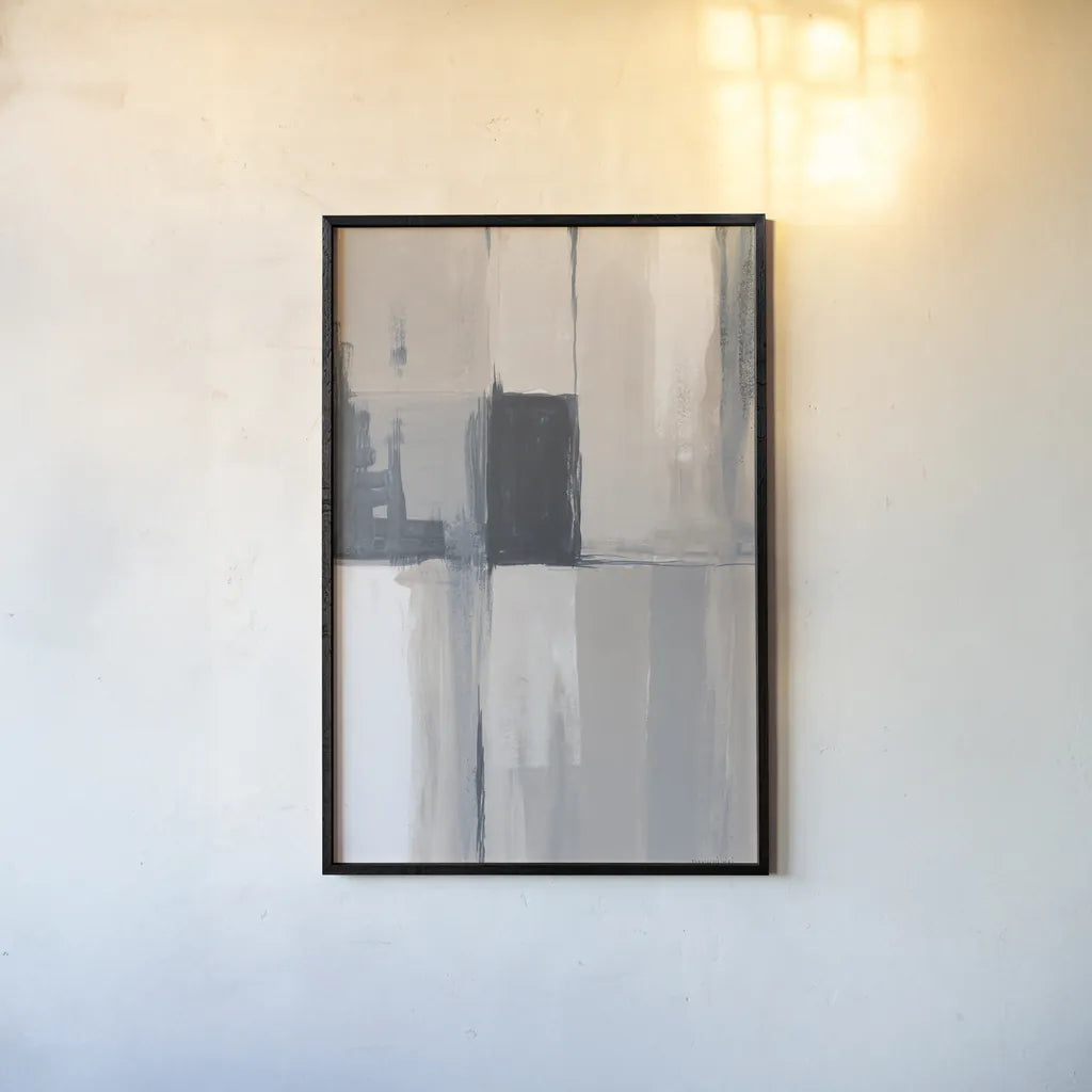 Overlay II Blue by Danhui Nai. shown as a paper print in a black flame. Available as a archival giclee rolled canvas, fine art paper, or poster print. SKU 77354h.