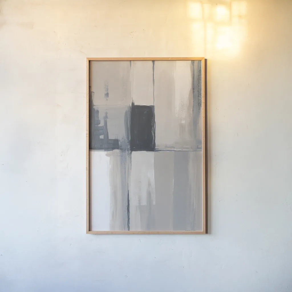 Overlay II Blue by Danhui Nai. shown as a paper print in a natural frame. Available as a archival giclee rolled canvas, fine art paper, or poster print. SKU 77354h.