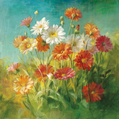 Painted Daisies by Danhui Nai. SKU 5856a. Archival Giclee Fine art print for wall decor.