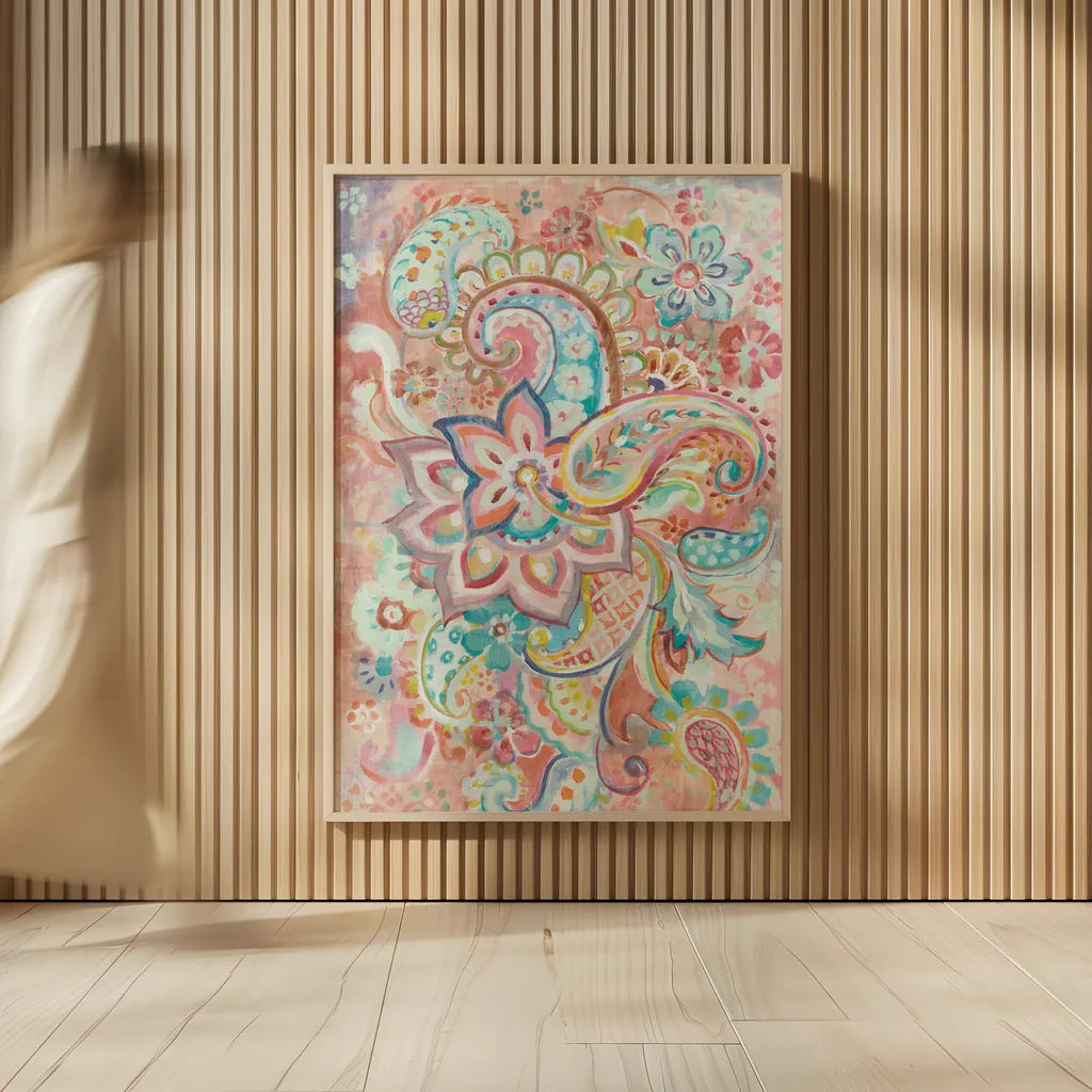 Paisley Galore by Danhui Nai. shown as over sized large wall art. Available as an archival giclee rolled canvas, fine art paper, or poster print. SKU 55649h.