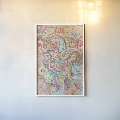 Paisley Galore by Danhui Nai. shown as a paper print in a white frame. Available as a archival giclee rolled canvas, fine art paper, or poster print. SKU 55649h.