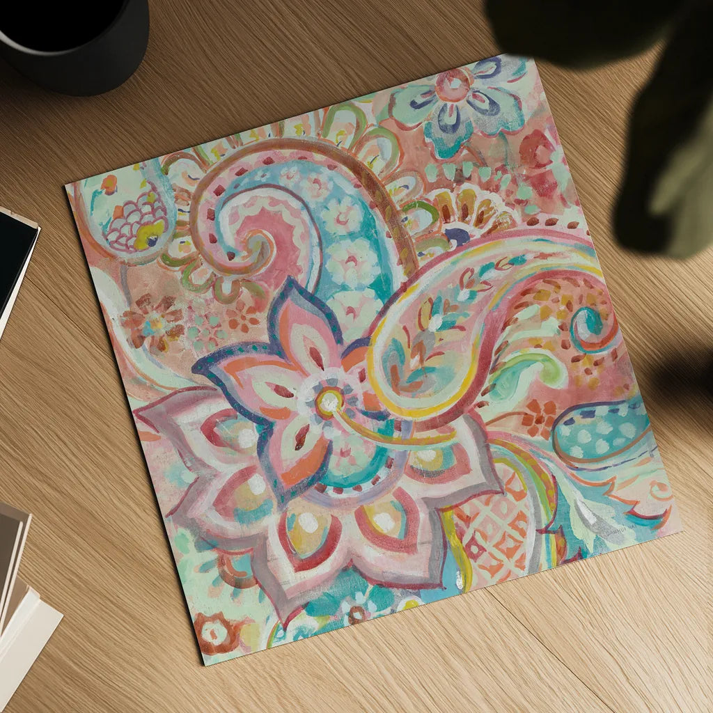 Paisley Galore Crop by Danhui Nai. Shown as a detailed flat fine art print, highlighting archival giclee quality. Available as an archival giclee rolled canvas, fine art paper, or poster print. SKU 55649a.