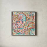 Paisley Galore Crop by Danhui Nai. Shown in a sleek black glass frame for a contemporary gallery look. Available as an archival giclee rolled canvas, fine art paper, or poster print. SKU 55649a.