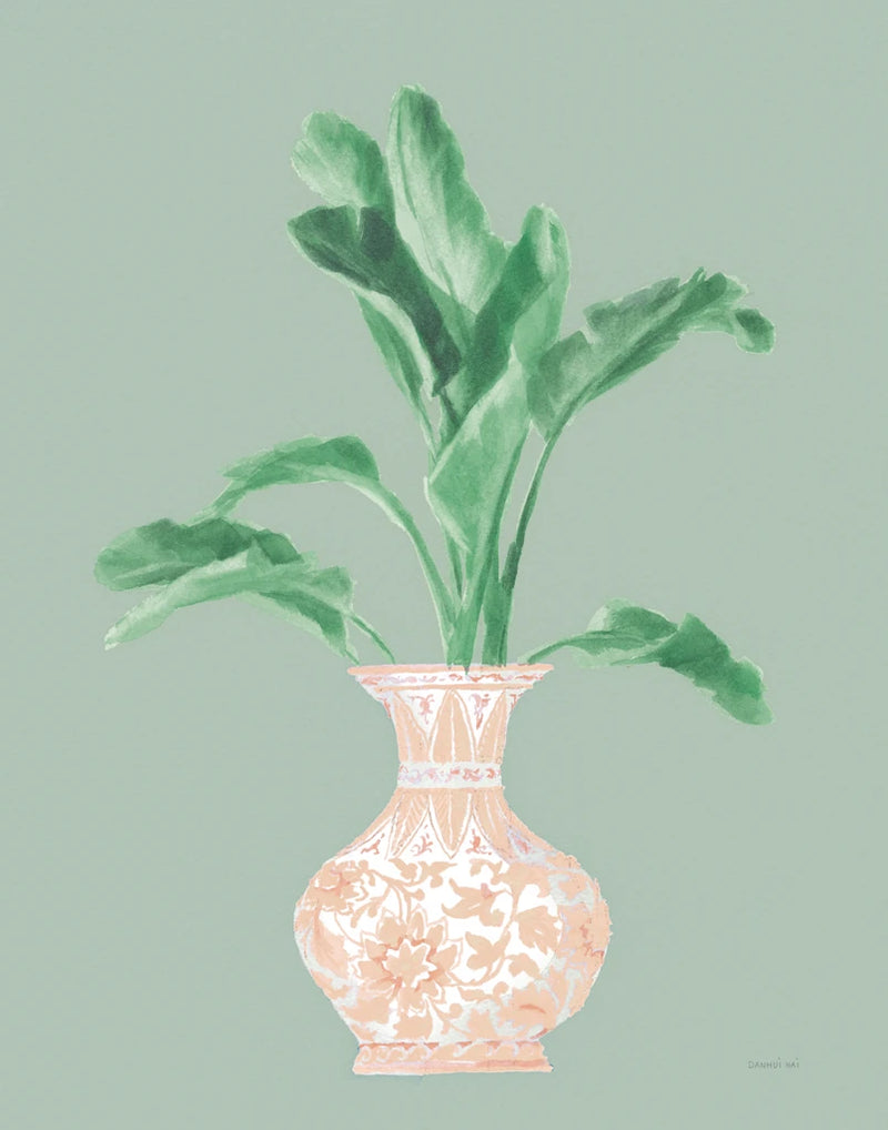 Palm Chinoiserie I Pink Green v2 by Danhui Nai