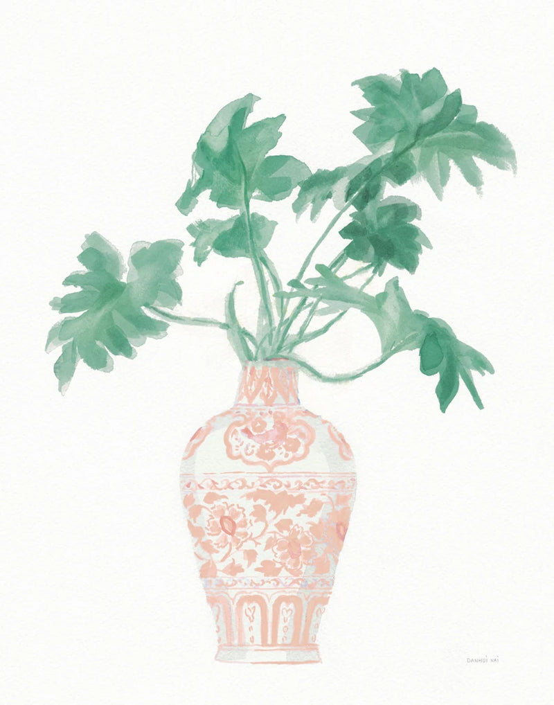 Palm Chinoiserie III Pink Green v2 by Danhui Nai