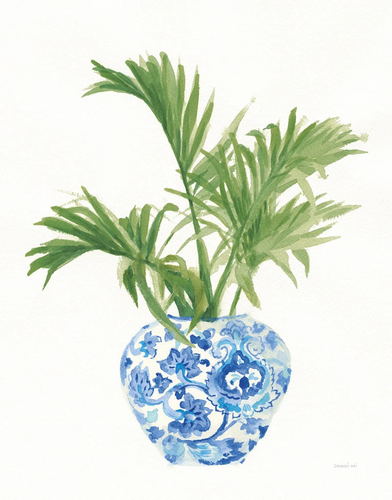 Palm Chinoiserie White II Dark Green by Danhui Nai