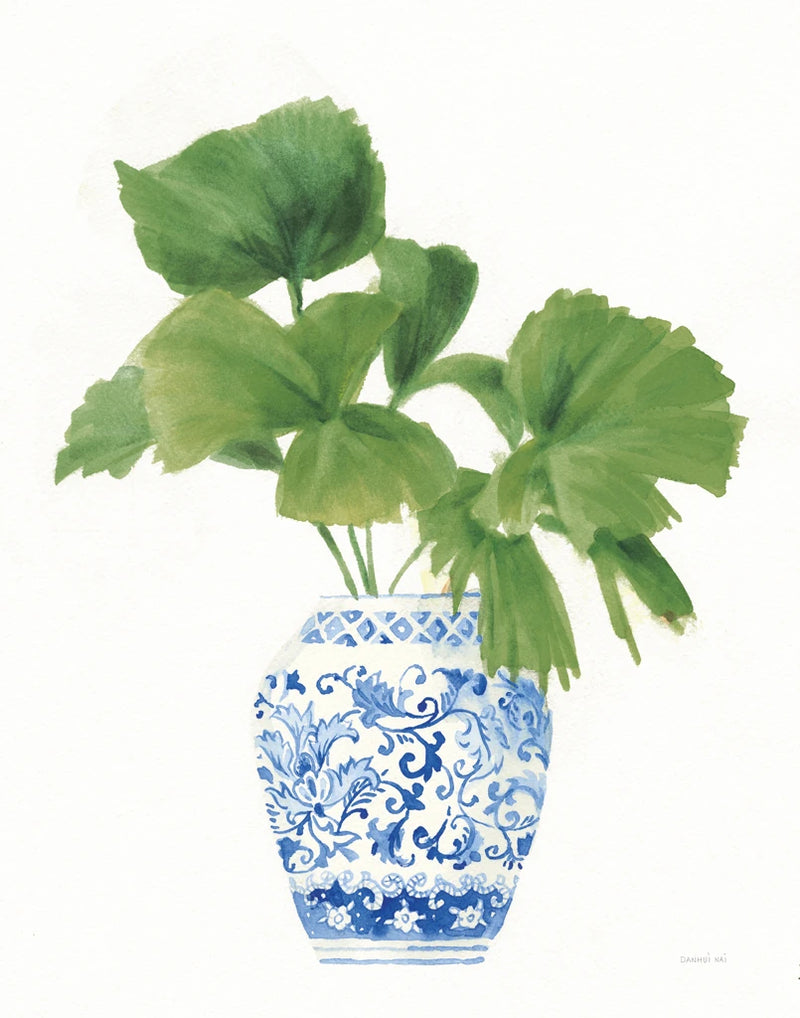 Palm Chinoiserie White IV Dark Green by Danhui Nai