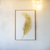 Palms of the Tropics IV Gold by Danhui Nai. shown as a paper print in a natural frame. Available as a archival giclee rolled canvas, fine art paper, or poster print. SKU 65139h.