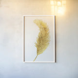 Palms of the Tropics IV Gold by Danhui Nai. shown as a paper print in a white frame. Available as a archival giclee rolled canvas, fine art paper, or poster print. SKU 65139h.