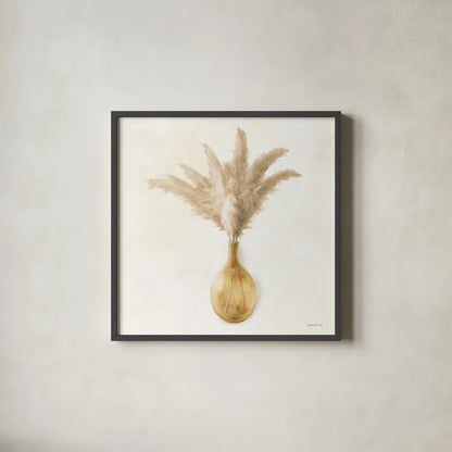Pampas on Cream by Danhui Nai. Shown in a sleek black glass frame for a contemporary gallery look. Available as an archival giclee rolled canvas, fine art paper, or poster print. SKU 75536a.