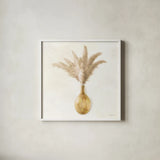 Pampas on Cream by Danhui Nai. Shown in a crisp white glass frame for a clean and minimalist style. Available as an archival giclee rolled canvas, fine art paper, or poster print. SKU 75536a.