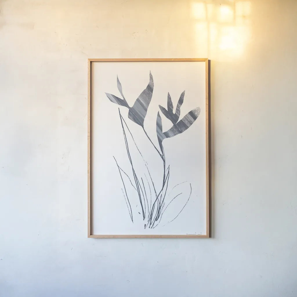Paradise I Blue by Danhui Nai. shown as a paper print in a natural frame. Available as a archival giclee rolled canvas, fine art paper, or poster print. SKU 86256h.