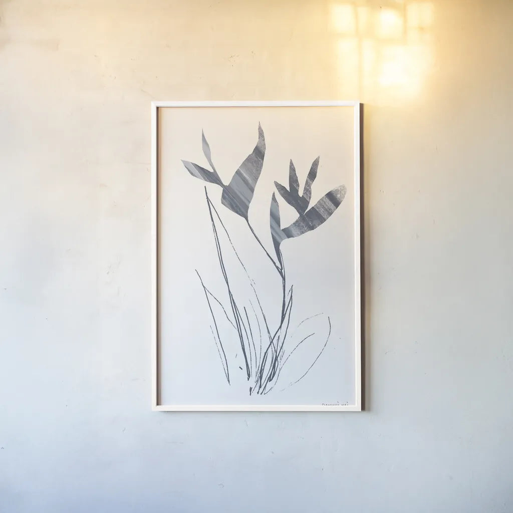 Paradise I Blue by Danhui Nai. shown as a paper print in a white frame. Available as a archival giclee rolled canvas, fine art paper, or poster print. SKU 86256h.
