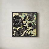 Paris Bloom I by Danhui Nai. Shown in a sleek black glass frame for a contemporary gallery look. Available as an archival giclee rolled canvas, fine art paper, or poster print. SKU 10498a.