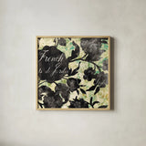 Paris Bloom I by Danhui Nai. Shown in a natural wood glass frame for a timeless modern aesthetic. Available as an archival giclee rolled canvas, fine art paper, or poster print. SKU 10498a.