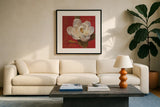 Paris Blossom III by Danhui Nai. Displayed in a glass frame with matte in a clean modern living room. Available as an archival giclee rolled canvas, fine art paper, or poster print. SKU 1403a.