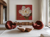Paris Blossom III by Danhui Nai. Shown as extra-large giant wall art in a modern living room. Available as an archival giclee rolled canvas, fine art paper, or poster print. SKU 1403a.