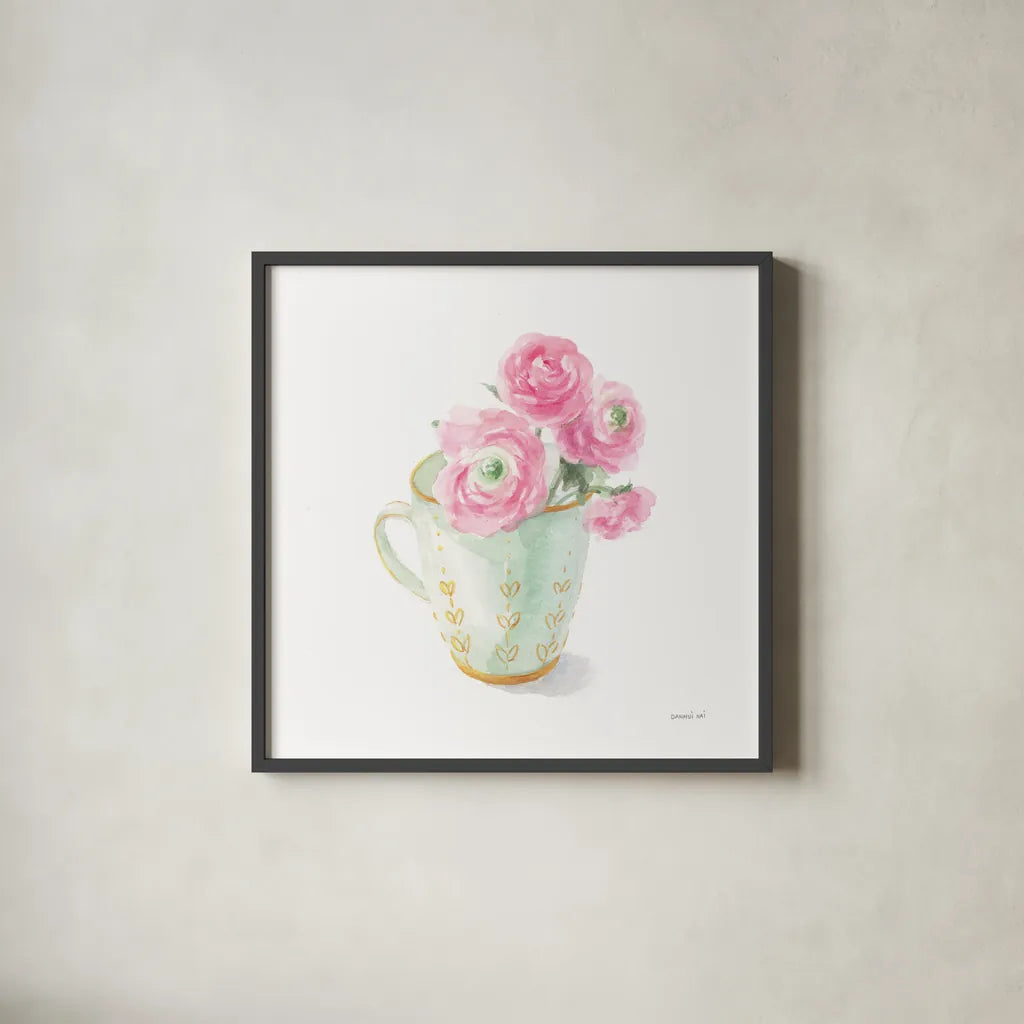 Paris Delight I by Danhui Nai. Shown in a sleek black glass frame for a contemporary gallery look. Available as an archival giclee rolled canvas, fine art paper, or poster print. SKU 70638a.