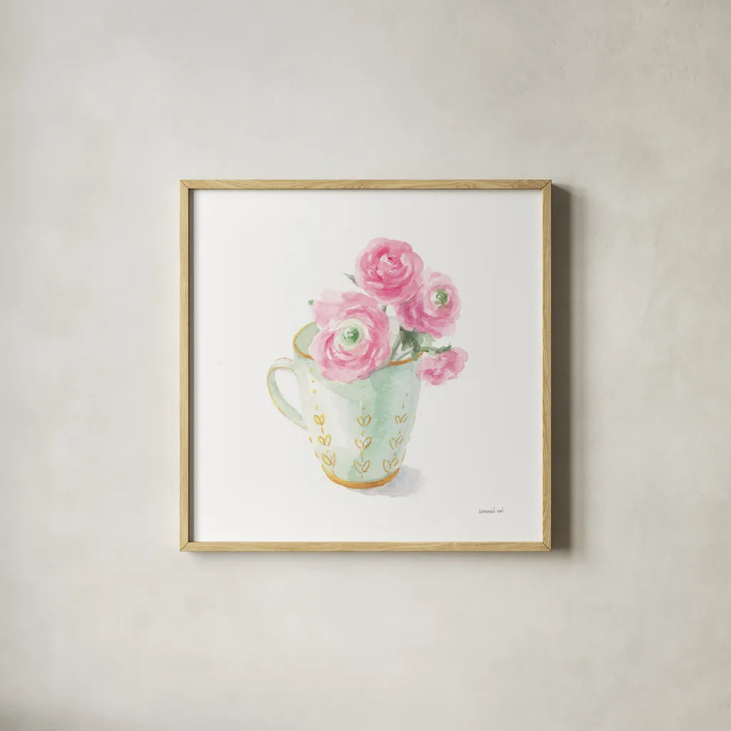 Paris Delight I by Danhui Nai. Shown in a natural wood glass frame for a timeless modern aesthetic. Available as an archival giclee rolled canvas, fine art paper, or poster print. SKU 70638a.