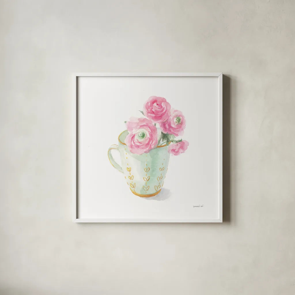 Paris Delight I by Danhui Nai. Shown in a crisp white glass frame for a clean and minimalist style. Available as an archival giclee rolled canvas, fine art paper, or poster print. SKU 70638a.