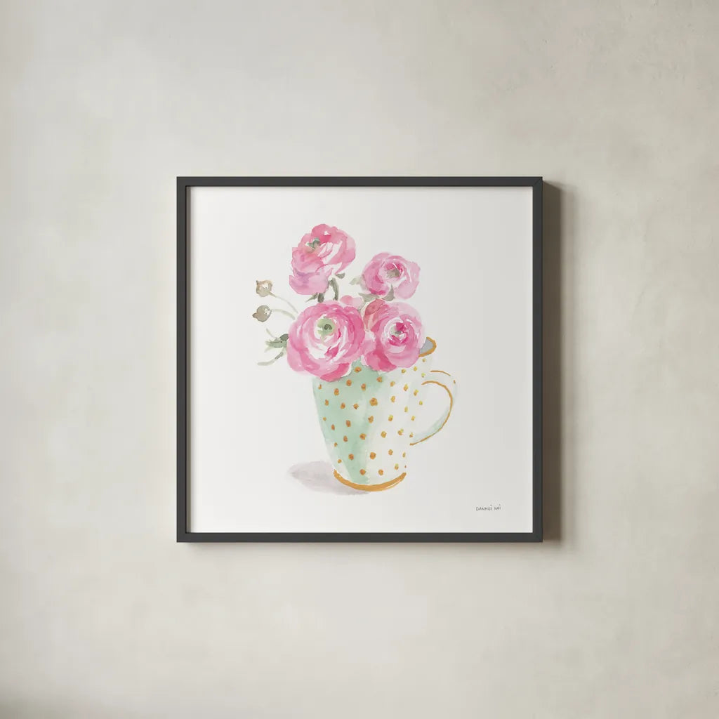 Paris Delight II by Danhui Nai. Shown in a sleek black glass frame for a contemporary gallery look. Available as an archival giclee rolled canvas, fine art paper, or poster print. SKU 70639a.