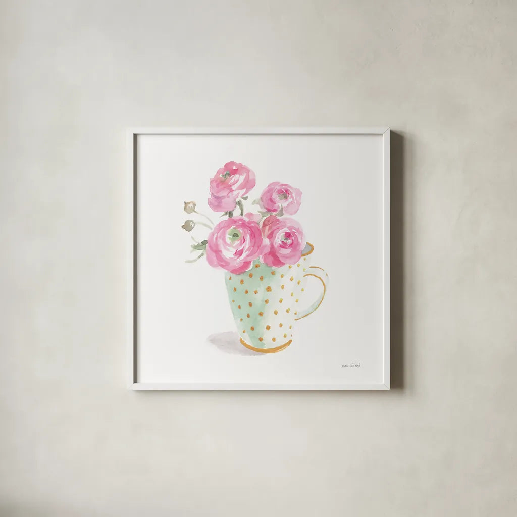 Paris Delight II by Danhui Nai. Shown in a crisp white glass frame for a clean and minimalist style. Available as an archival giclee rolled canvas, fine art paper, or poster print. SKU 70639a.