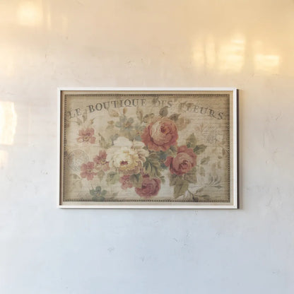 Parisian Flowers III by Danhui Nai. shown as a paper print in a white frame. Available as a archival giclee rolled canvas, fine art paper, or poster print. SKU 13720i.